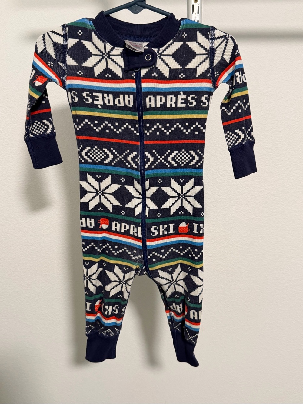 Kids Navy 'Après Ski' Patterned One-Piece Pajamas